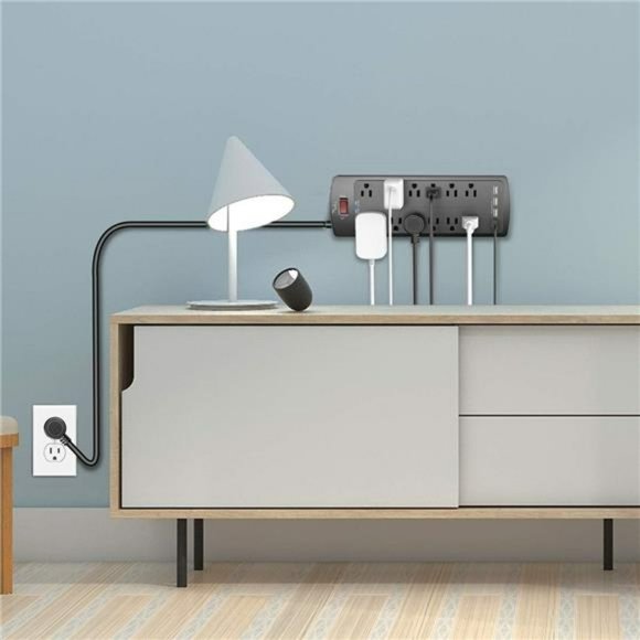 Power Strip,  Surge Protector with 12 Outlets and 4 USB Ports, 6 Feet (Black) - Picture 2 of 7